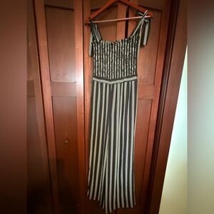 ALI & JAY Black and White Vertical-Stripe Wide Leg Pants